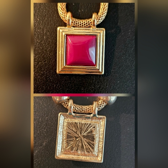 Vintage Topaz Geometric Pendant Necklace - Picture 3 of 8